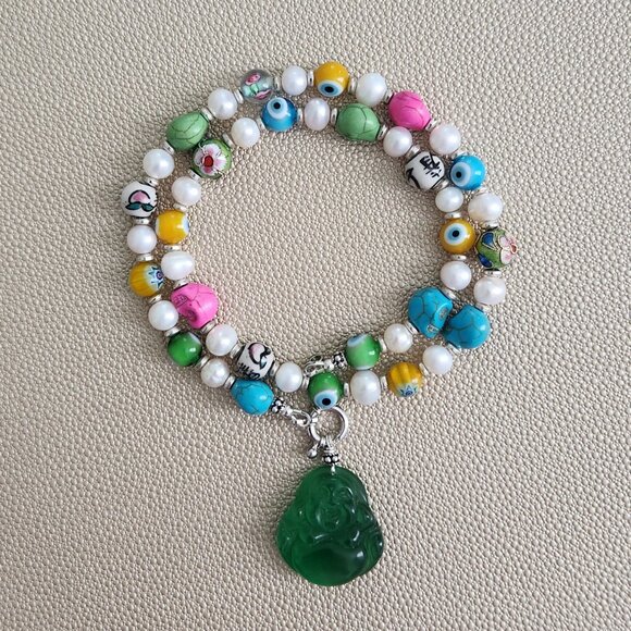 EYE AM HAPPY BEADED NECKLACE--18
